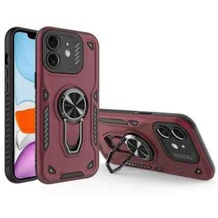 For iPhone 11 Metal Rotating Bracket TPU + PC Magnetic Phone Case(Dark Red)