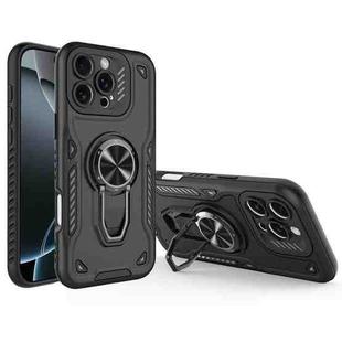 For iPhone 16 Pro Max Metal Rotating Bracket TPU + PC Magnetic Phone Case(Black)