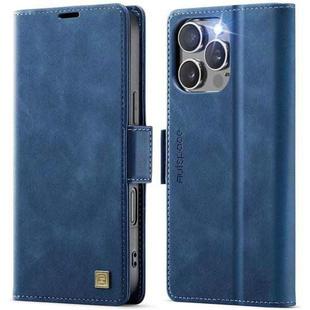 For iPhone 16 Pro Max AutSpace A11 Side Buckle MagSafe Magnetic RFID Phone Leather Case(Blue)