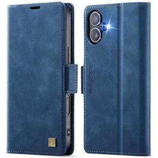 For iPhone 16 Plus AutSpace A11 Side Buckle MagSafe Magnetic RFID Phone Leather Case(Blue)