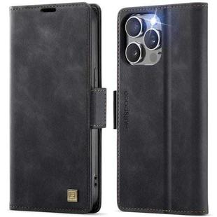 For iPhone 13 Pro Max AutSpace A11 Side Buckle MagSafe Magnetic RFID Phone Leather Case(Black)