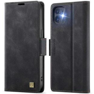 For iPhone 12 / 12 Pro AutSpace A11 Side Buckle MagSafe Magnetic RFID Phone Leather Case(Black)