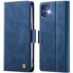 For iPhone 12 / 12 Pro AutSpace A11 Side Buckle MagSafe Magnetic RFID Phone Leather Case(Blue)