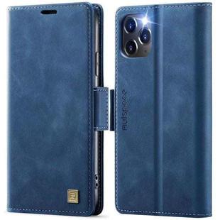For iPhone 11 Pro Max AutSpace A11 Side Buckle MagSafe Magnetic RFID Phone Leather Case(Blue)