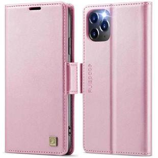 For iPhone 11 Pro Max AutSpace A11 Side Buckle MagSafe Magnetic RFID Phone Leather Case(Rose Gold)