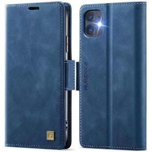 For iPhone 11 AutSpace A11 Side Buckle MagSafe Magnetic RFID Phone Leather Case(Blue)
