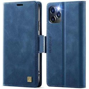 For iPhone 11 Pro AutSpace A11 Side Buckle MagSafe Magnetic RFID Phone Leather Case(Blue)