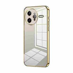 For Redmi K80 Pro Transparent Plating Fine Hole Phone Case(Gold)