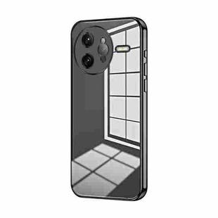 For Redmi K80 Pro Transparent Plating Fine Hole Phone Case(Black)