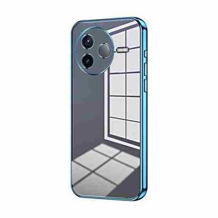 For Redmi K80 Transparent Plating Fine Hole Phone Case(Blue)