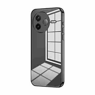 For Redmi K80 Transparent Plating Fine Hole Phone Case(Black)