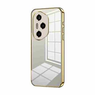 For Honor 300 Pro Transparent Plating Fine Hole Phone Case(Gold)