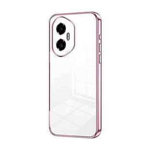 For Honor 300 Transparent Plating Fine Hole Phone Case(Pink)