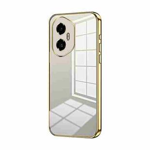 For Honor 300 Transparent Plating Fine Hole Phone Case(Gold)