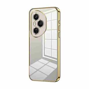 For Honor 400 Pro Global 160.8mm Transparent Plating Fine Hole Phone Case(Gold)