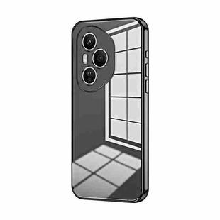 For Honor 400 Pro Global 160.8mm Transparent Plating Fine Hole Phone Case(Black)