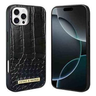 For iPhone 16 Pro VIETAO Alligator Texture PU Phone Case(Black)