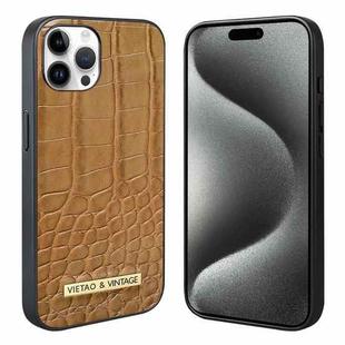 For iPhone 15 Pro Max VIETAO Alligator Texture PU Phone Case(Brown)