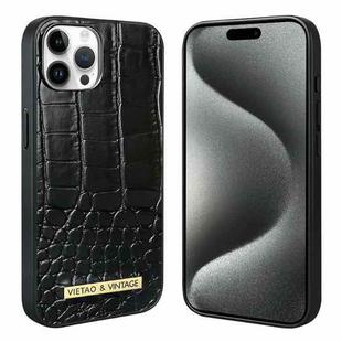 For iPhone 15 Pro VIETAO Alligator Texture PU Phone Case(Black)