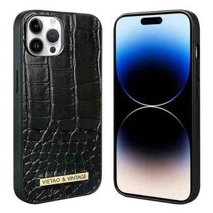 For iPhone 14 Pro VIETAO Alligator Texture PU Phone Case(Black)