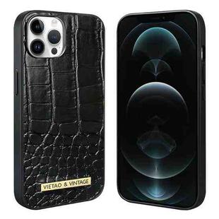 For iPhone 12 Pro Max VIETAO Alligator Texture PU Phone Case(Black)