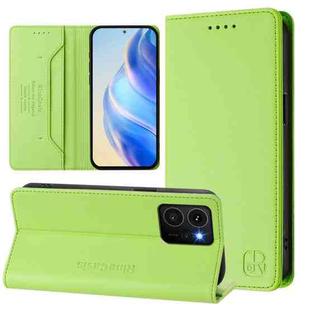 For HMD Skyline RC01 Dual-Folded Magnetic Suction RFID Leather Phone Case(Grass Green)