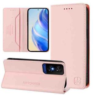 For TCL 50 5G / XE Nxtpaper 5G / XE 5G RC01 Dual-Folded Magnetic Suction RFID Leather Phone Case(Pink)