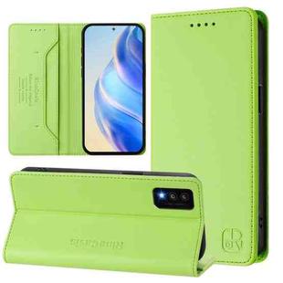 For TCL 30T / T603DL RC01 Dual-Folded Magnetic Suction RFID Leather Phone Case(Grass Green)