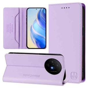 For TCL 50 XL 5G RC01 Dual-Folded Magnetic Suction RFID Leather Phone Case(Light Purple)