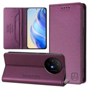 For TCL 50 XL 5G RC01 Dual-Folded Magnetic Suction RFID Leather Phone Case(Violet)