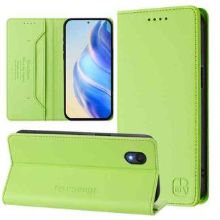 For TCL 201 RC01 Dual-Folded Magnetic Suction RFID Leather Phone Case(Grass Green)