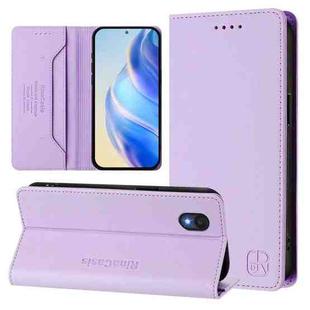 For TCL 201 RC01 Dual-Folded Magnetic Suction RFID Leather Phone Case(Light Purple)