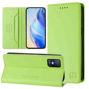 For TCL 403 RC01 Dual-Folded Magnetic Suction RFID Leather Phone Case(Grass Green)