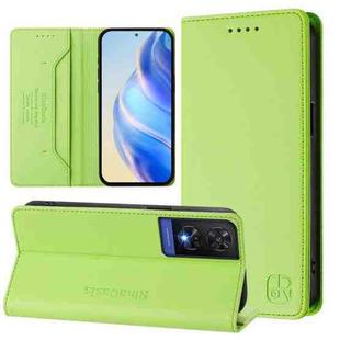 For TCL 505 RC01 Dual-Folded Magnetic Suction RFID Leather Phone Case(Grass Green)