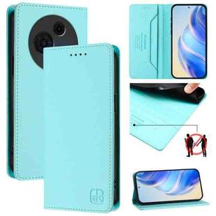 For TCL 60 NxtPaper RC01 Dual-Folded Magnetic Suction RFID Leather Phone Case(Mint Green)
