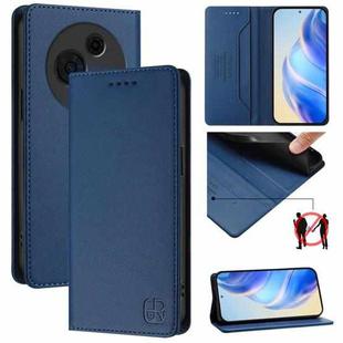 For TCL 60 NxtPaper RC01 Dual-Folded Magnetic Suction RFID Leather Phone Case(Dark Blue)