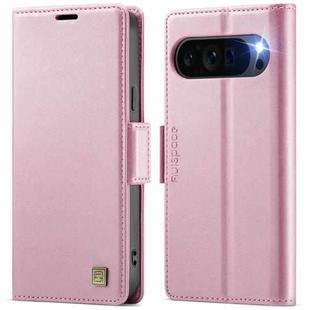 For Google Pixel 9 Pro XL AutSpace A11 Side Buckle MagSafe Magnetic RFID Phone Leather Case(Rose Gold)