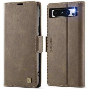 For Google Pixel 8 Pro AutSpace A11 Side Buckle MagSafe Magnetic RFID Phone Leather Case(Coffee)