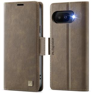For Google Pixel 9a AutSpace A11 Side Buckle MagSafe Magnetic RFID Phone Leather Case(Coffee)