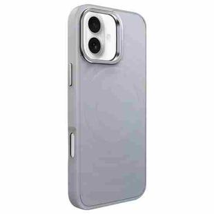 For iPhone 16 Plus Wave Texture Liquid Silicone Titanium MagSafe Phone Case(Grey)