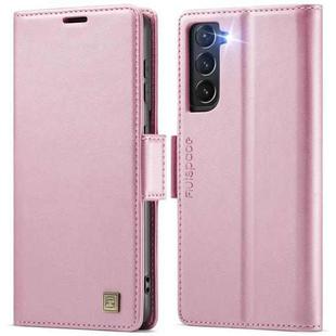 For Samsung Galaxy S22+ 5G AutSpace A11 Side Buckle MagSafe Magnetic RFID Phone Leather Case(Rose Gold)