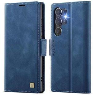 For Samsung Galaxy S23 Ultra 5G AutSpace A11 Side Buckle MagSafe Magnetic RFID Phone Leather Case(Blue)