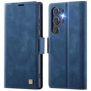 For Samsung Galaxy S25 Ultra 5G AutSpace A11 Side Buckle MagSafe Magnetic RFID Phone Leather Case(Blue)