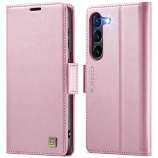 For Samsung Galaxy S23+ 5G AutSpace A11 Side Buckle MagSafe Magnetic RFID Phone Leather Case(Rose Gold)