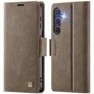 For Samsung Galaxy S24+ 5G AutSpace A11 Side Buckle MagSafe Magnetic RFID Phone Leather Case(Coffee)