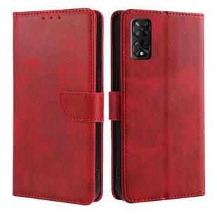 For TCL 50 5G Calf Texture Buckle Flip Leather Phone Case(Red)