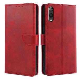 For Rakuten Hand 5G Calf Texture Buckle Flip Leather Phone Case(Red)