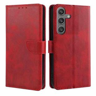 For Samsung Galaxy S25 5G Calf Texture Buckle Flip Leather Phone Case(Red)