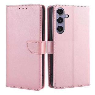 For Samsung Galaxy S25+ 5G Calf Texture Buckle Flip Leather Phone Case(Rose Gold)
