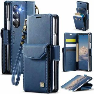 For Samsung Galaxy Z Fold6 5G AutSpace A23 Organ Card Bag Magnetic RFID PU Phone Case(Blue)